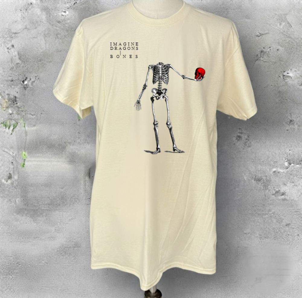 Imagine Dragons Bones Skeleton Red Skull Music Band Vintage Gildan T-Shirt